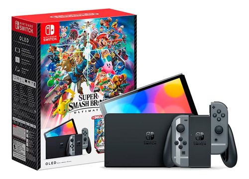 Console Nintendo Switch Oled 64gb Cinza Edição Jogo Super Smash Bros  Ultimate